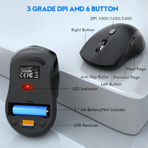 Wireless Keyboard and Mouse Combo, Full Size Ergonomic with Wrist Rest
