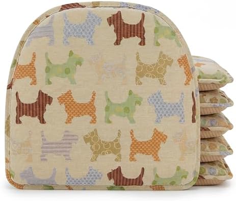 Klear Vu Raindrop The Gripper Non Slip Chair Cushions, Soft & Comfortable Seat Pad, Sitting Pillow for Kitchen, Dining or Office, 6 Count (Pack of 1), Scottie Dogs