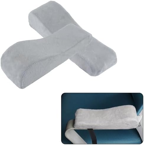 Memory Foam Armrest Pads Ergonomic Cushions for Desk Chairs (Grey)