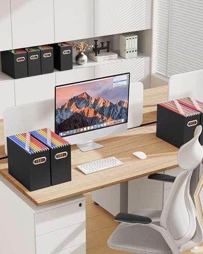 Oterri Portable Collapsible Cardboard File Box with Handle for Letter-Size