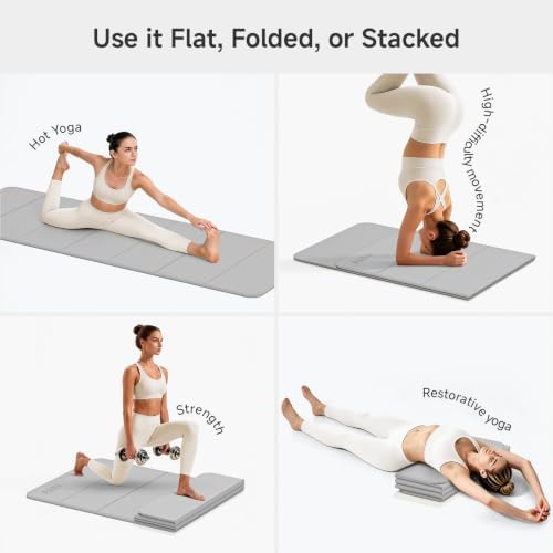 PAIDU Foldable Yoga Mat 10mm Thick, 75"x26" Non-Slip Fitness Exercise Mat