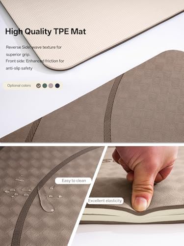 EaseUp Large Yoga Mat 73x35.5x0.4",10mm Thick Non-Slip for Home Workout