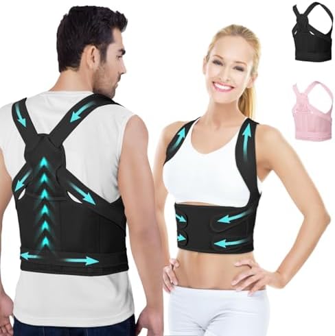 zhanghe Posture Corrector for Women and Men,4 In 1 Adjustable Full Back Brace,Posture Braces Can Relieve Upper and Lower Back Pain, Shoulder Braces for Hunchback,Scoliosis, Lumbar Spine, Spine(Black)