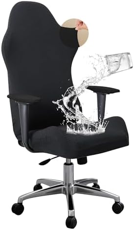 FORCHEER Gaming Chair Cover with Armrest Covers Set 4-Piece Black Water-Repellent Jacquard Racing Gaming Chair Slipcover Washable Cat Scratch Proof