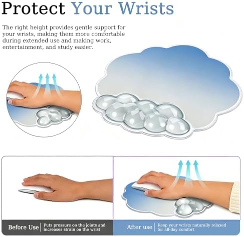 Gel Wrist Rest and Cloud Mouse Pad, for Keyboards and Mice - Ergonomic Pink Keyboard Wrist Rest Set, Relieves Pain from Typing/Computer/Laptop/Gaming/Home/Office Blue