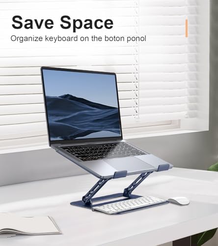 Aoviho Adjustable Laptop Stand for Desk,Portable Laptop Stand Holder and Riser,Foldable Aluminum Notebook Computer Stands for MacBook Air Pro HP Lenovo Dell Samsung Chromebook, 10-15.6 inch,Navy Blue
