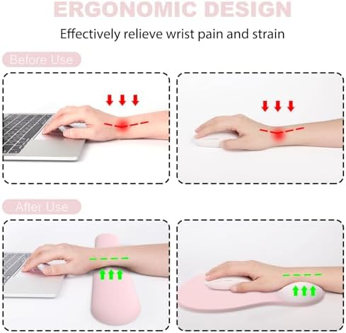Ergonomic Mouse Pad with Wrist Rest and Keyboard Wrist Rest, Gel Mousepad
