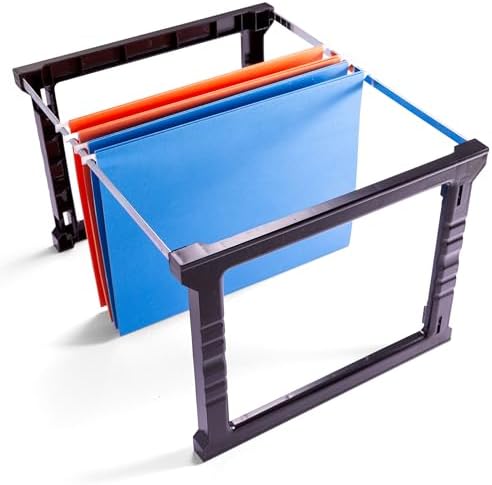 Officemate Plastic Hanging File Folder Frame, 18 Inch, Letter and Legal Size. 1 Set (91961), Black and Gray