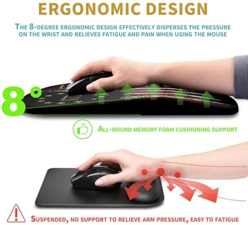 Hokafenle Ergonomic Mouse Pad Wrist Support with Massage Design, Wrist Rest Pain Relief Mousepad with Memory Foam&Non-Slip PU Base, Mouse Pads for Wireless Mouse & Desk (12x8 inch,Flag)