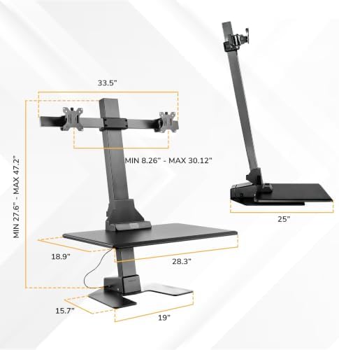 Mount-It! Dual Monitor Electric Standing Desk Converter, Sit-Stand Riser