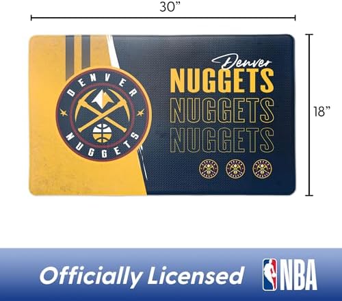 Northwest NBA Denver Nuggets Embossed Anti-Fatigue Mat, Cushioned Kitchen Floor Rug, Non-Slip PVC Standing Comfort, 18 x 30 in