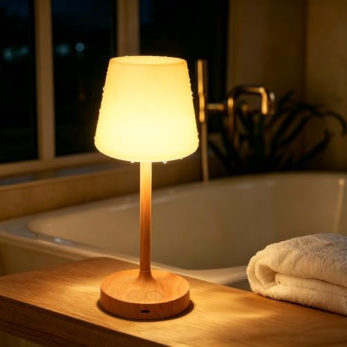Shower Lamp Waterproof, 4000mAh Rechargeable Table Lamp with Warm Light