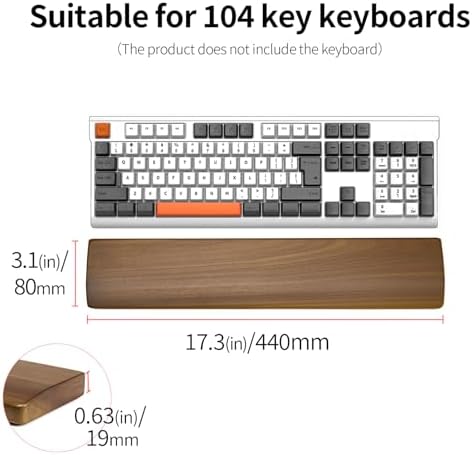 Ergonomic Wooden Wrist Rest Support for 104 Key Mechanical Keyboard