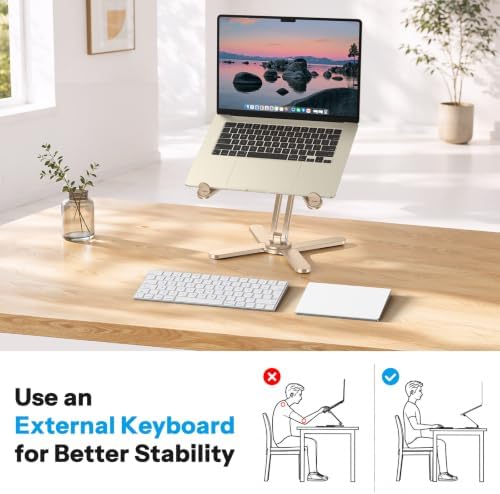OMOTON LA10 360° Rotating Laptop Stand Riser Foldable for Desk, Gold