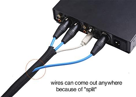 Alex Tech 25ft - 1 inch Cord Protector Wire Loom Tubing Cable Sleeve Split Sleeving For USB Cable Power Cord Audio Video Cable – Protect Cat From Chewing Cords - Black