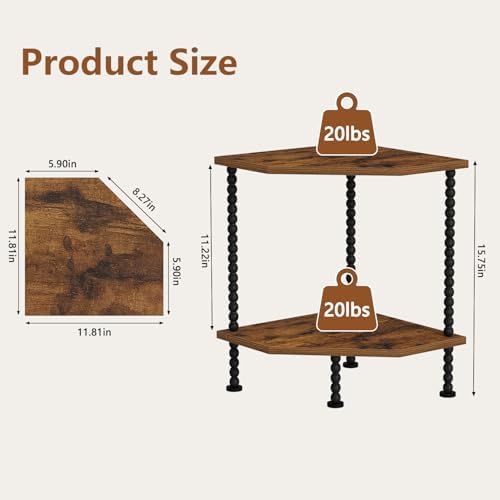 YINMIT Corner Shelf Stand, Standing Corner Display Shelf, 2 Tier