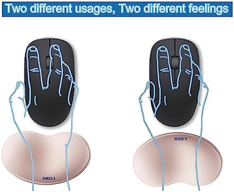 BRILA Ergonomic Silicone Mouse Wrist Rest, Cooling Silica Gel PU Leather Mouse Wrist Support Pad for Office Work and Laptop Computer Gaming (Pink)