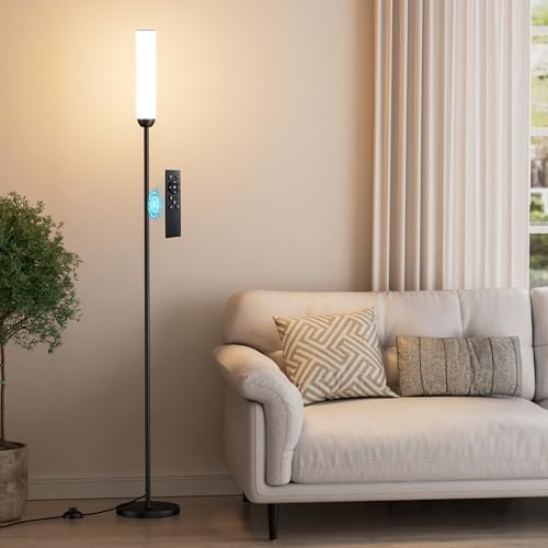 Ambimall LED Floor Lamp with Remote Control, Foot Switch, Black