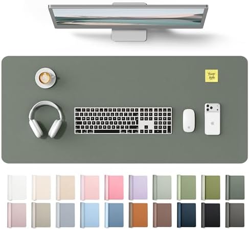 YSAGi Leather Desk Protector, Office Mat, Large Mouse Mat, Non-Slip PU Leather Blotter, Laptop Desk Mat, Waterproof Writing Pad for Office and Home(Dark Green, 42" x 17.2")