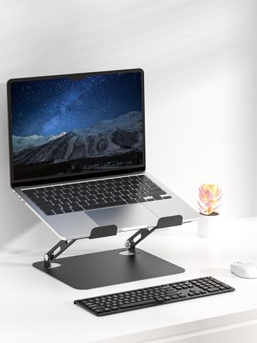 SOUNDANCE Laptop Stand, Heavy Metal Base, Adjustable, 10-15.6", Black