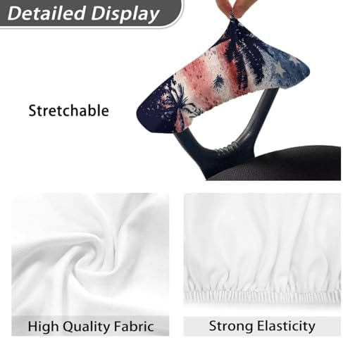 American Flag Print Office Chair Arm Rest Cover Set of 2 Coconut Tree Print Soft Elastic Gaming Chair Armrest Covers with Elastic Edge Home Decoration