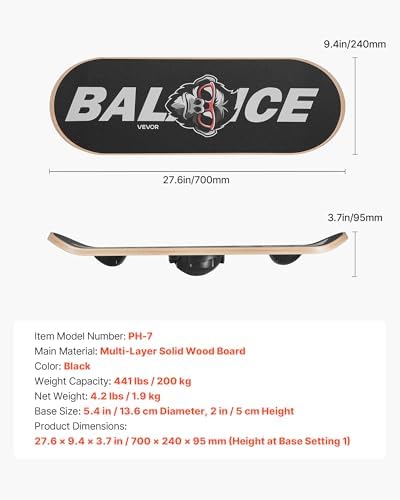 VEVOR Balance Board, 2-in-1 Wobble Board Trainer for Adults, Premium Wooden Balance Training Equipment, with Roller, Magnetic Stoppers, Storage Rack, for Core Workouts, Surf Trainer & Physical Therapy