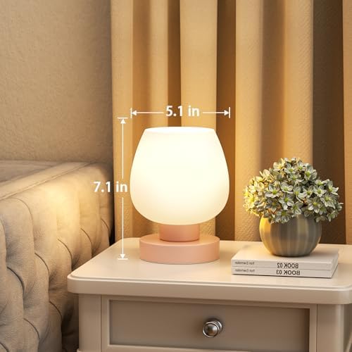 Seealle Small Touch Table Lamp for Nightstand, 3 Way Dimmable Bedside Lamp