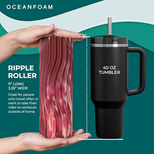 Oceanfoam Ripple Small Foam Roller (Maroon, Blush & Hot Pink Marbled)