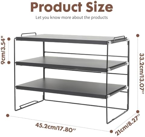 ShellKingdom Desk Shelf Organizer, 3 Tier Desktop Shelves, Adjustable Bookshelf Storage Rack and Office Cubicle Decor for Tabletop, School, Office, Dorm Organization (Black)