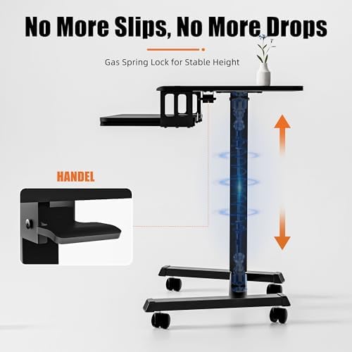 Mobile Standing Desk with Keyboard Tray, Mobile Podium, Rolling Lockable