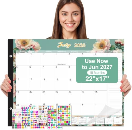 Large Desk Calendar 2026-2027,Jan 2026-Jun 2027,Gannyfer 18-Month Calendar