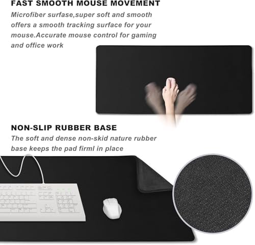 10 Pack 31.5" x 15.7" Waterproof Fabric Desk Pad, Black