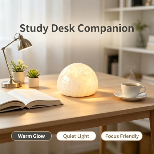 Natural Marble Lamp Cordless Touch Control Night Light Rechargeable Small Marble Table Lamp, Dimming Warm Glow Portable Marble Touch Lamp for Bedroom, Living Room, Decor Gift (A-Pure White)