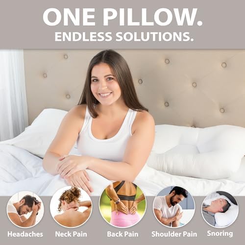 Tri-Core Ergonomic Cervical Pillow for Neck Pain Relief FullSize Firm WH2pk