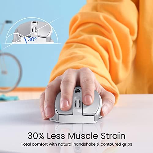 HOTWEEMS D-09 Wireless Mouse for Laptop - Ergonomic Plus Computer USB Cordless Mice, Ergo Grips, Lightspeed 5-Level 2400 DPI, 16 Months Battery Life, Portable for PC Mac Chromebook, 6 Button, Mithril