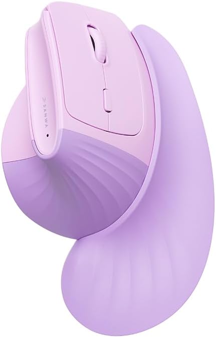SANWA Wireless Ergonomic Mouse for Large Hands with Wrist Rest, Purple