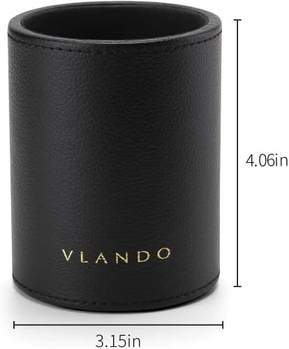 VLANDO Office Desk Organizer Leather Desktop Organizer Caddy with Drawer for Storing Desktop Supplies and Accessories (Black Set)