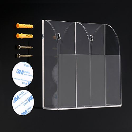 Hipiwe Wall Mount Remote Control Holder Acrylic Media Organizer, 2 Slots