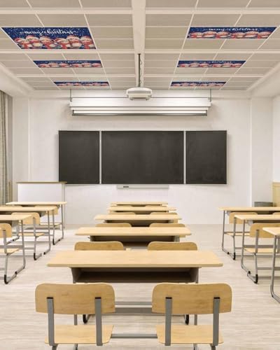 Christmas Blue Magnetic Fluorescent Light Covers for Ceiling Lights 2 x 4 Feet,Vintage Owl Snowflakes Watercolor Grey Office Classroom Kitchen Drop Ceiling Light Covers Filters Shade Panel 3 Packs