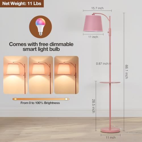 AIDENOEY Smart Floor Lamp with Side Table, Alexa & Google Assistant