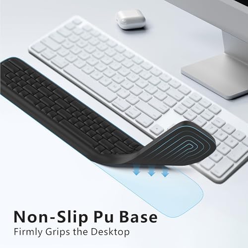 MEKASS Keyboard Wrist Rest, Ergonomic Wrist Pad, Soft Memory Foam Keyboard Hand Rest with Non-Slip Base, Easy Typing, Pain Relief, Comfort Support for Office Work Gaming Computer Accessories (Black)