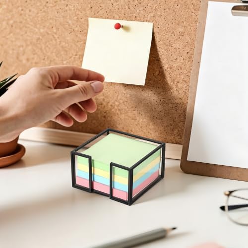 BTSKY Metal Glass Sticky Note Holder for 3x3 Inch Sticky Notes