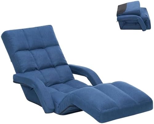 Adjustable Floor Gaming Chair with Footrest, 14-Position Backrest