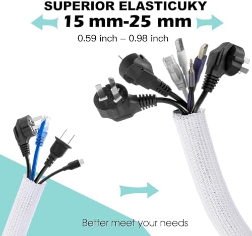 AGPTEK Cable Sleeve, 20ft - 1 inch Cable Management Cord Hider, White