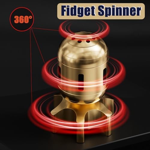 Fidget Spinner-Desk Toys, Metal Fidget Spinners, Fidget Toys Adults, Cool Gadgets for Kids, ADHD Stress Relief EDC Finger Spinning Toy, Brass Atomic Bomb Sculpture Office Home Decor