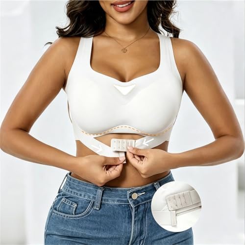 Posture Support Bras for Older Women Front Closure Crossback Wireless Bra Full Coverage Posture Correcting Bralette