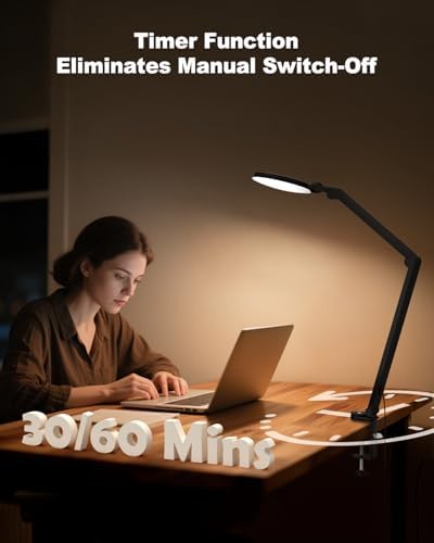 Desk Lamp, ZAPLIT 10W LED Desk Light with Clamp & Adjustable Arm for Home Office, Touch Control Eye-Care Light for Reading with 5 Color Temps (1700K-6000K) & 10 Brightness, Timer, USB Adapter Included