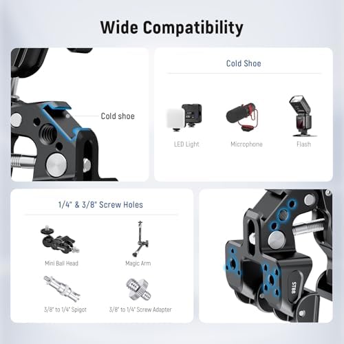 NEEWER Super Clamp with 3" Dual Ballhead Magic Arm Camera Phone Mount, ST88