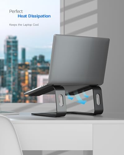 Nulaxy Full Aluminum Laptop Stand, Stable Support to 22 lbs, Black
