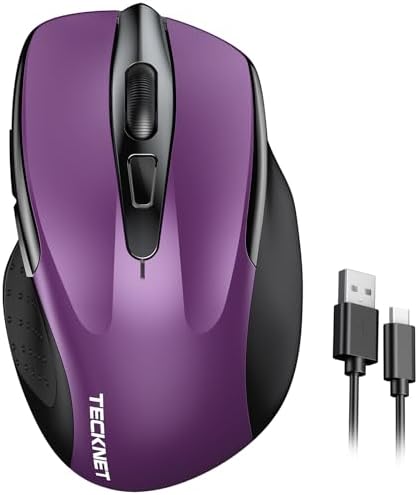 TECKNET Wireless Mouse Rechargeable, 2.4G Computer Mice with USB-A Receiver